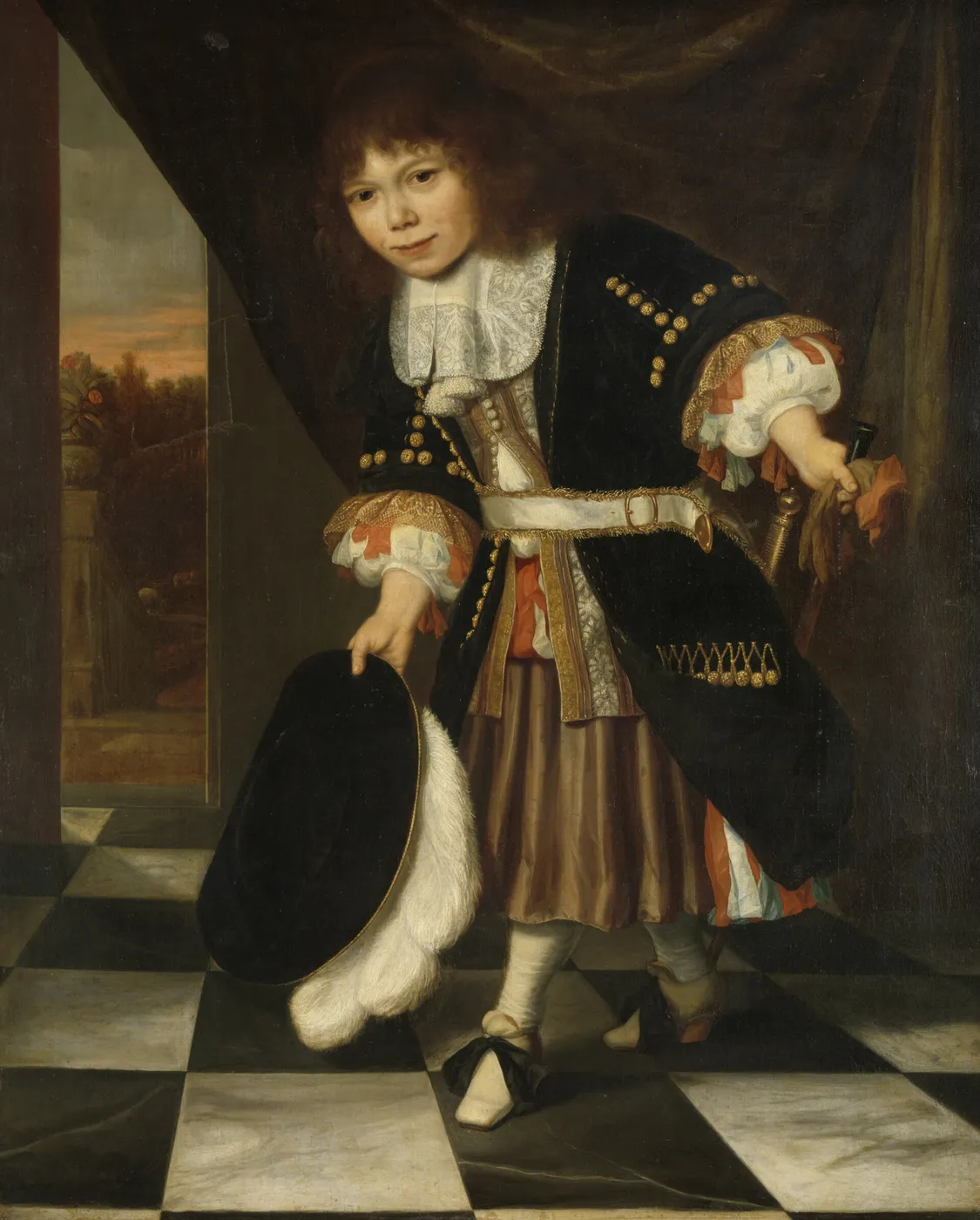 Portrait of a boy, called ’The son of Admiral van Nes’ (1669) by François Verwilt — original painting reproduced as a hand-painted oil on canvas