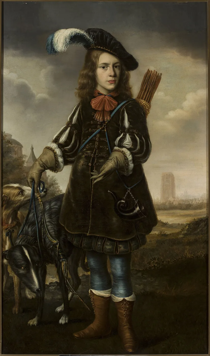 Portrait of a boy in a hunting attire — Douwe Juwes de Dowe