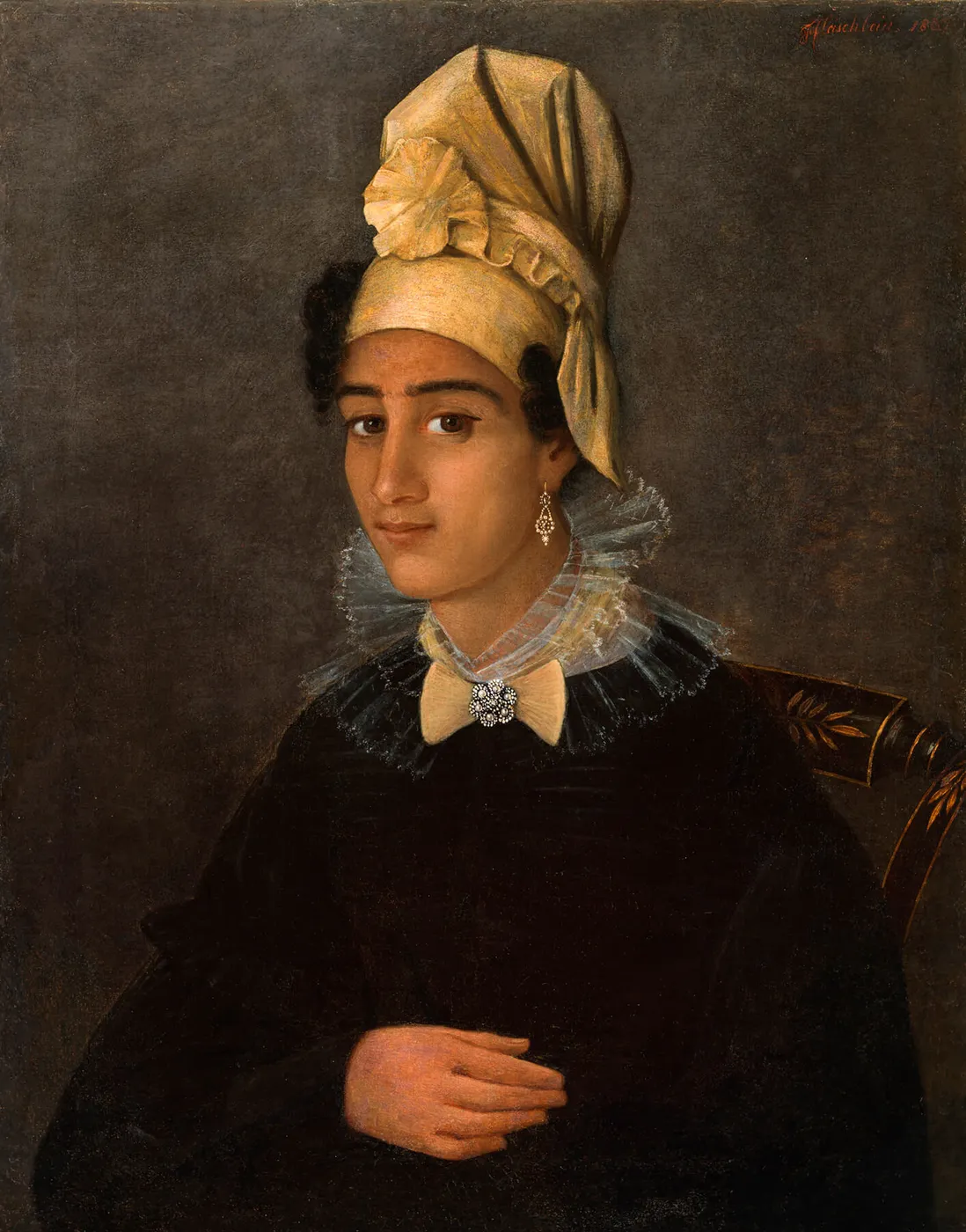 Portrait of a free woman of color (1837) by François Fleischbein — original painting reproduced as a hand-painted oil on canvas