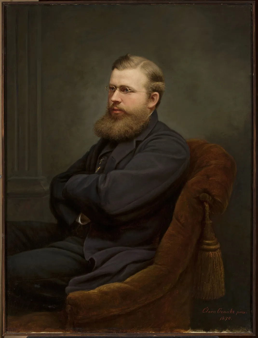 Portrait of a man (1870) by Clara Wilhelmine Oenicke — original painting reproduced as a hand-painted oil on canvas
