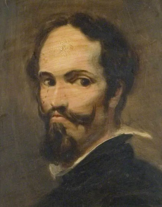 Portrait of a Man with a Beard (after Diego Velázquez) (1837) by Caroline Mount Edgcumbe — original painting reproduced as a hand-painted oil on canvas