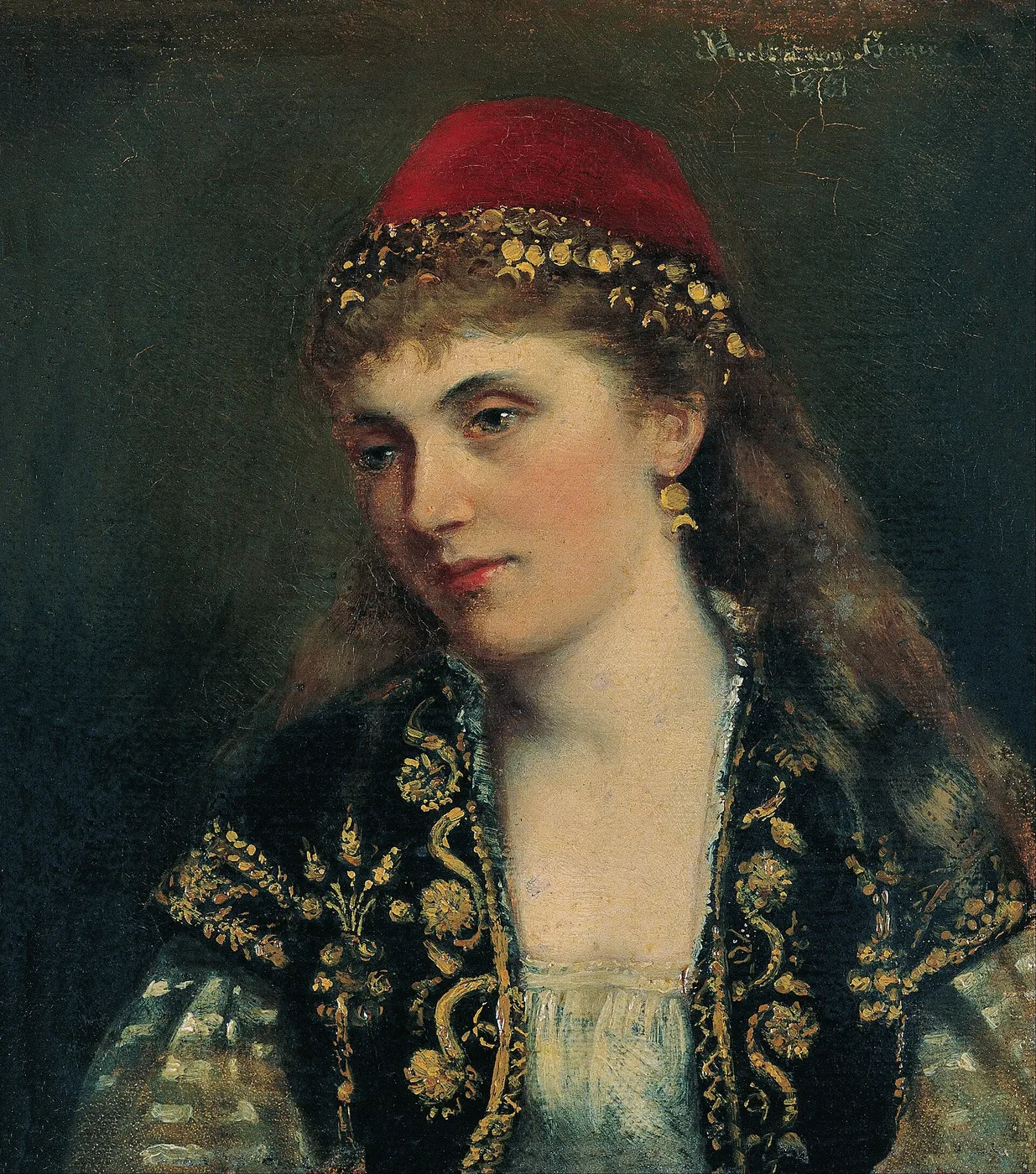 Portrait of a Woman (1850) by Bertha von Bayer — original painting reproduced as a hand-painted oil on canvas