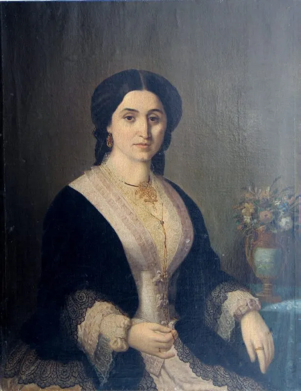 Portrait of a Woman (1851) by Constantin Lecca — original painting reproduced as a hand-painted oil on canvas