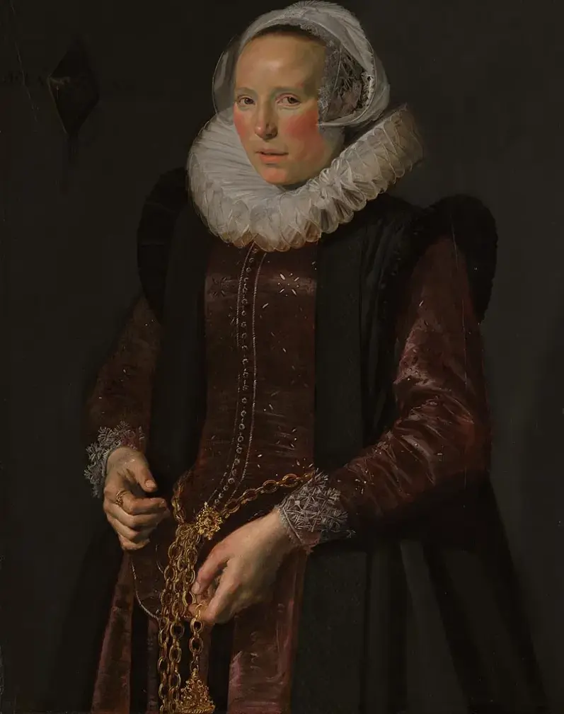 Portrait of a Woman Standing (1612) by Frans Hals — original painting reproduced as a hand-painted oil on canvas
