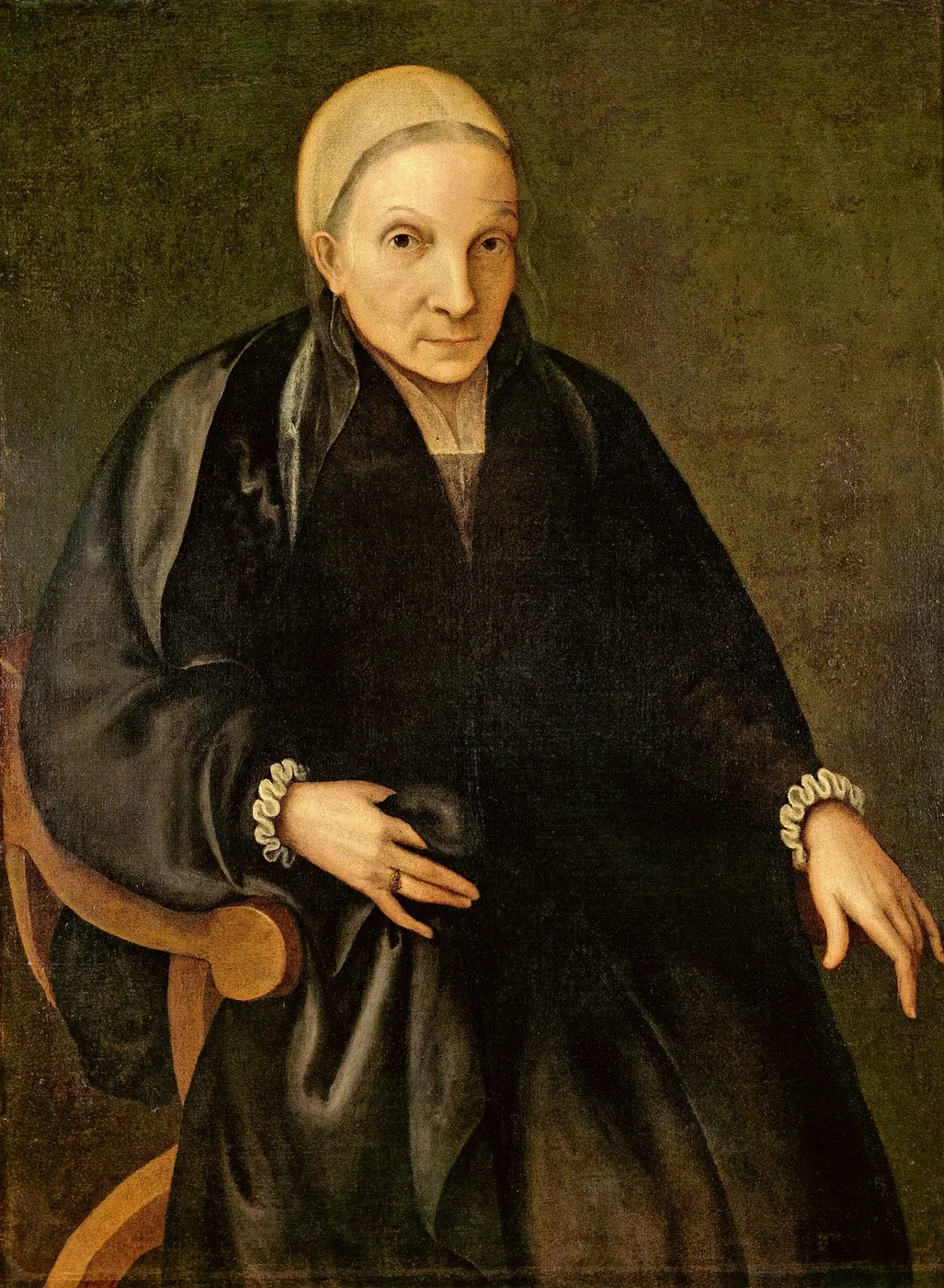 Portrait of an Old Woman (1571) by Europa Anguissola — original painting reproduced as a hand-painted oil on canvas