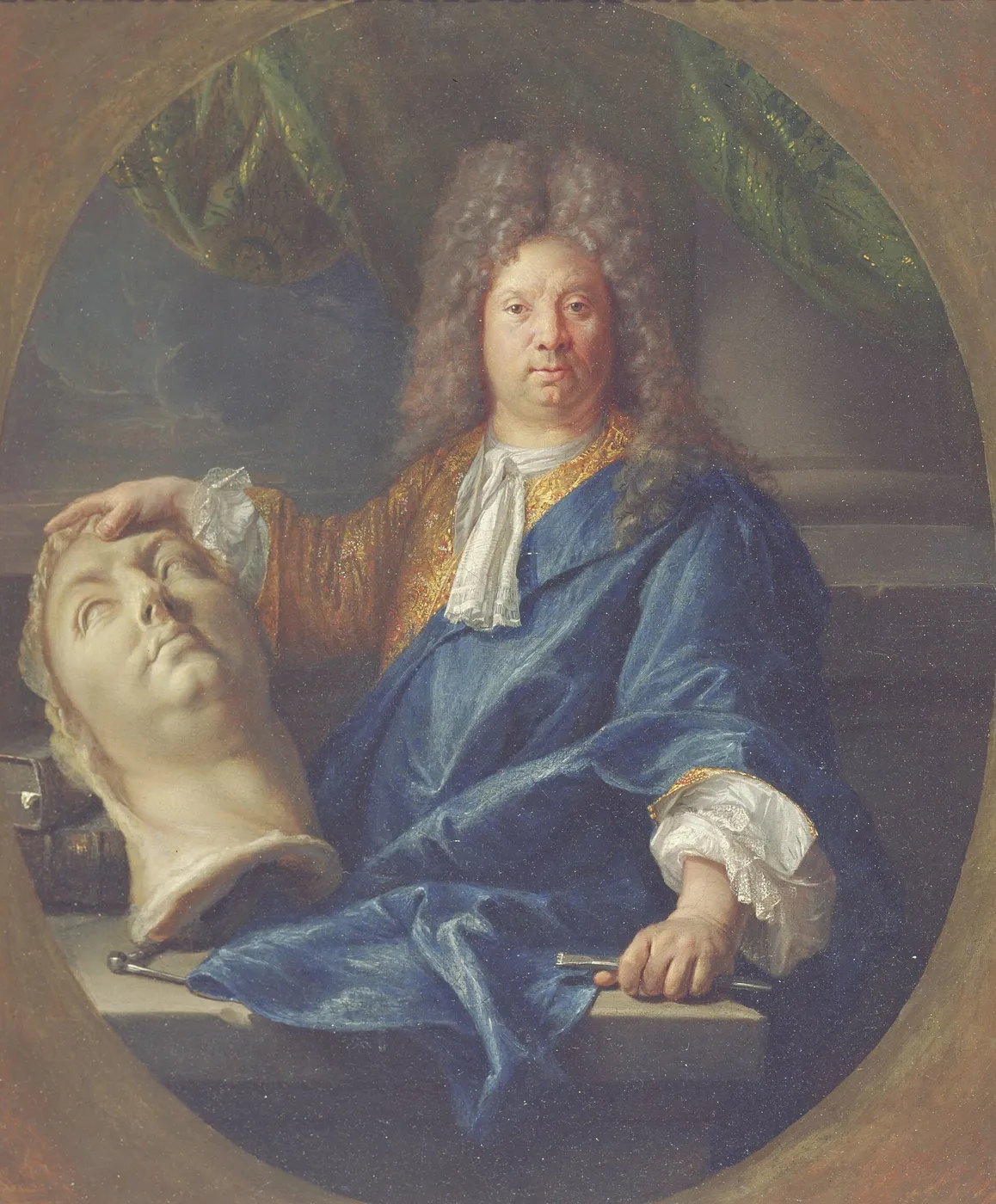 Portrait of Antoine Coysevox (1640-1720) (1701) by François Jouvenet — original painting reproduced as a hand-painted oil on canvas