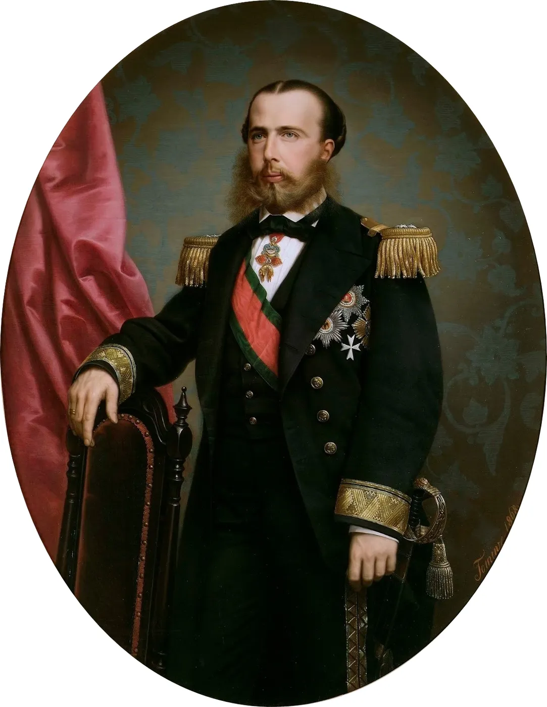 Portrait of Archduke Maximilian of Habsburg (1868) by Augusto Tominz — original painting reproduced as a hand-painted oil on canvas