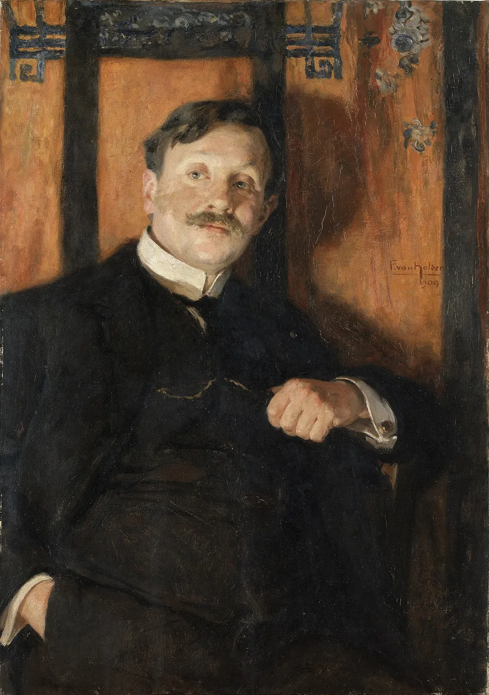 Portrait of art critic Sander Pierron (1909) by Frans Van Holder — original painting reproduced as a hand-painted oil on canvas