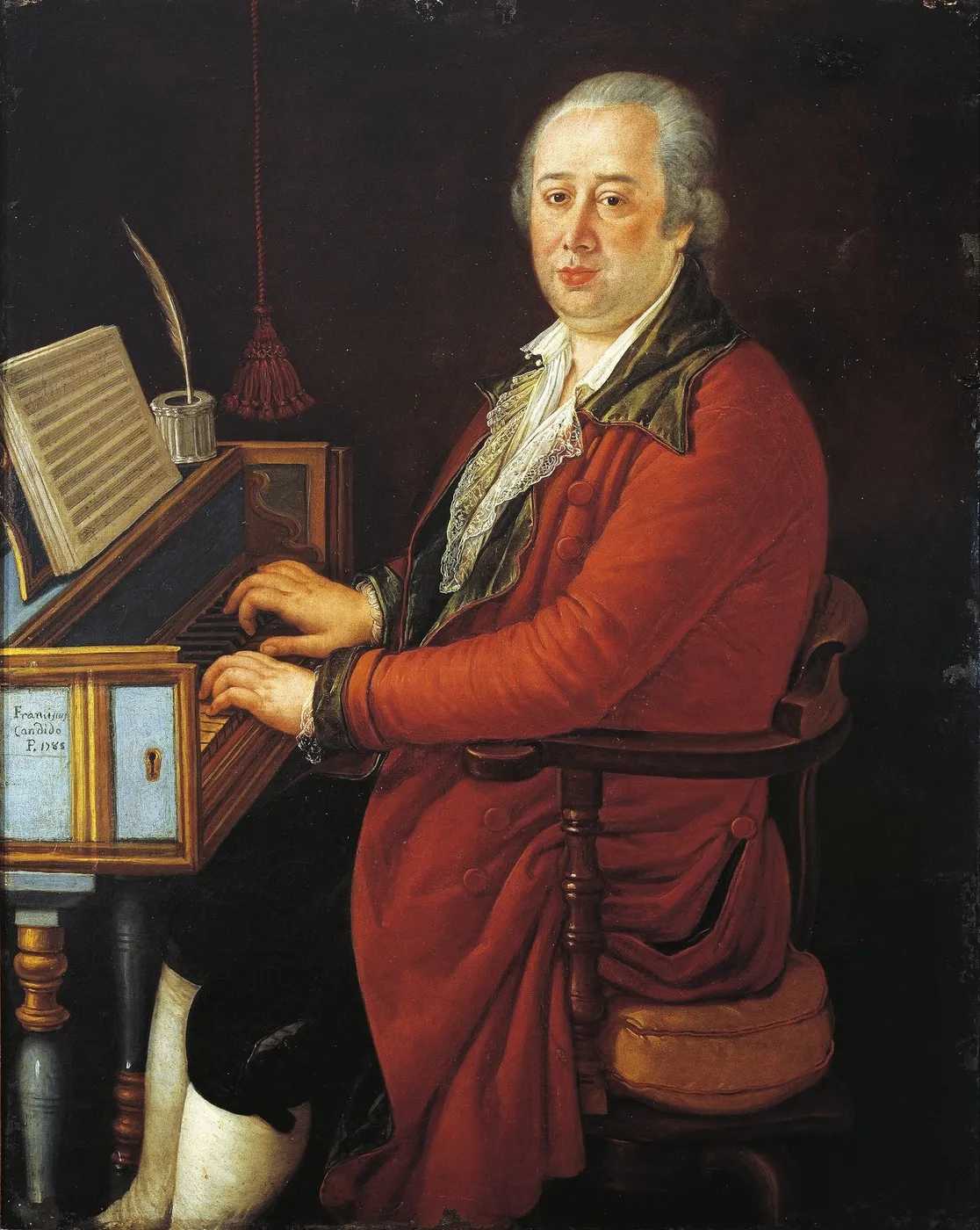 Portrait of Domenico Cimarosa (1749-1801) (1785) by Francesco Saverio Candido — original painting reproduced as a hand-painted oil on canvas