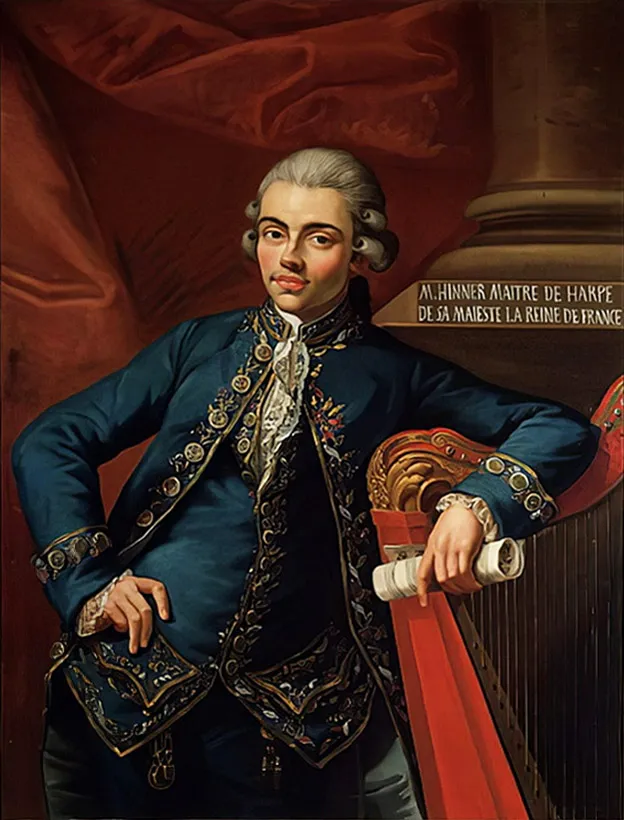 Portrait of German composer and harpist Philipp Joseph Hinner (1754-1805) (1779) by Angelo Crescimbeni — original painting reproduced as a hand-painted oil on canvas