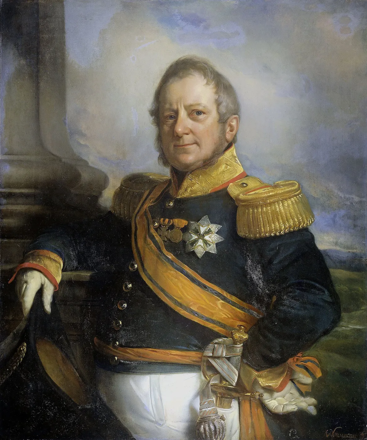 Portrait of Hendrik Merkus, Baron de Kock, Army Commandant and after 1826 Lieutenant Governor-General of the Dutch East Indies (1835) by Cornelis Kruseman — original painting reproduced as a hand-painted oil on canvas