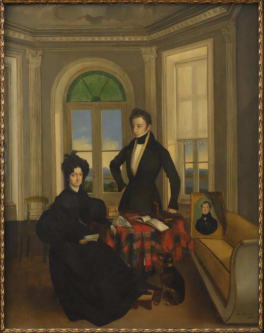 Portrait of Henriette Sophia Sirtema van Grovestins (1786-1853) and Louis Cornabe (...-...) (1836) by François Duchateau — original painting reproduced as a hand-painted oil on canvas