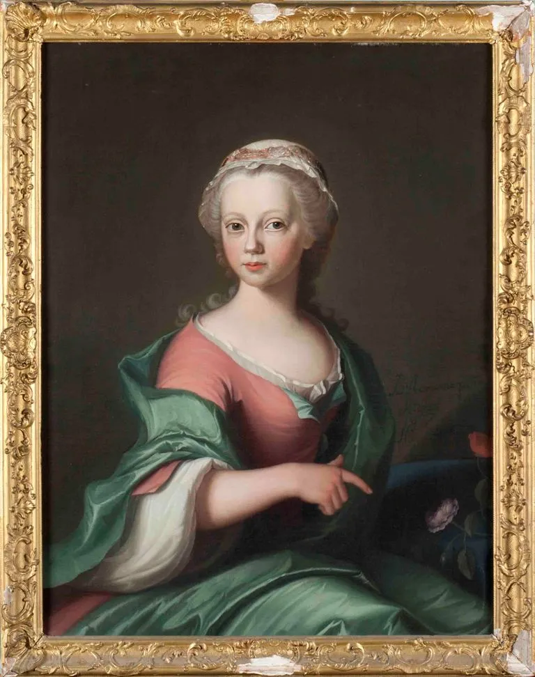 Portrait of Isabella Aurelia van Haersma (1744-1825) (1755) by Bernard Accama — original painting reproduced as a hand-painted oil on canvas