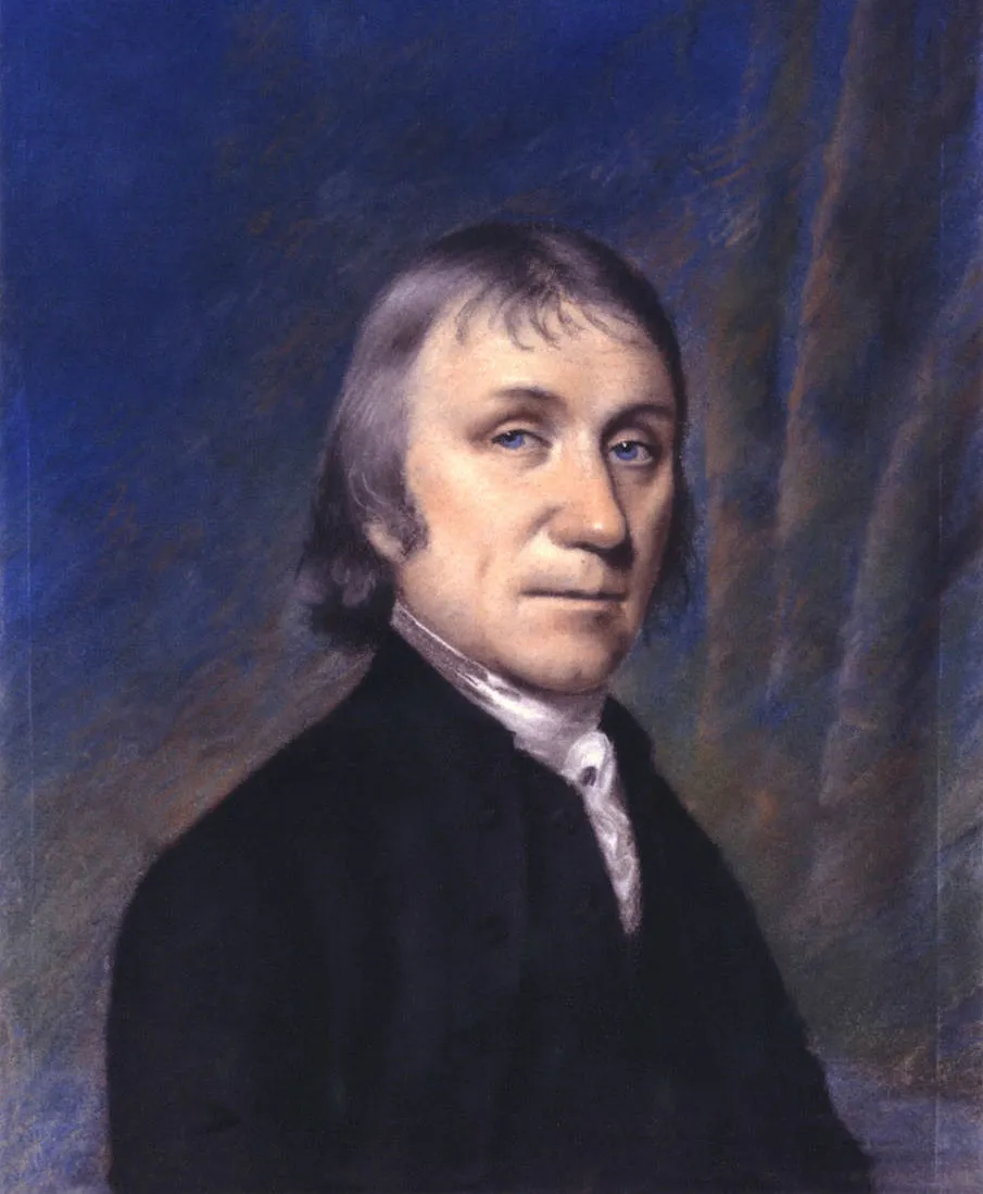 Portrait of Joseph Priestley (1794) by Ellen Sharples — original painting reproduced as a hand-painted oil on canvas