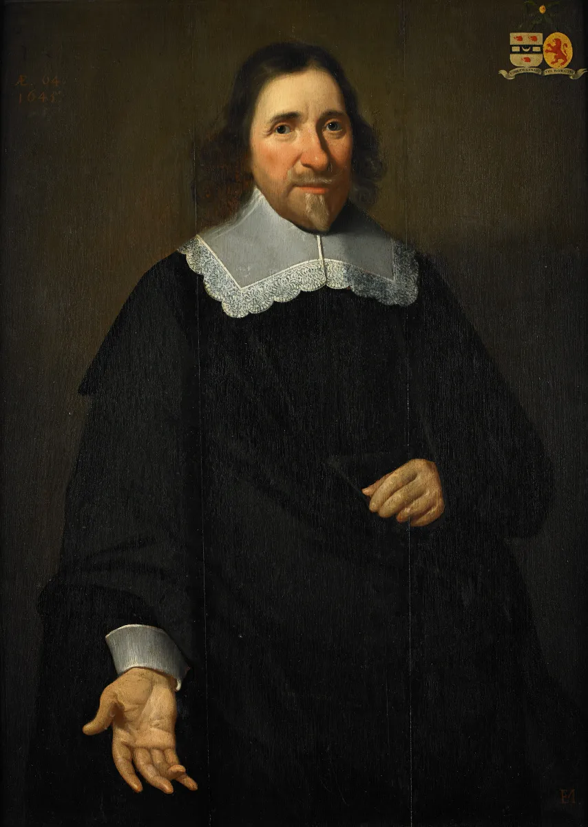 Portrait of Justinus van Moerkerken (1645) by Eva van Marle — original painting reproduced as a hand-painted oil on canvas
