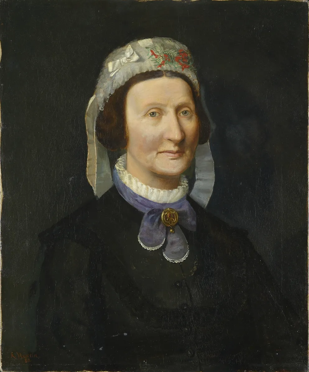 Portrait of Maren Dorothea Wang (1880) by Andreas Haavin — original painting reproduced as a hand-painted oil on canvas