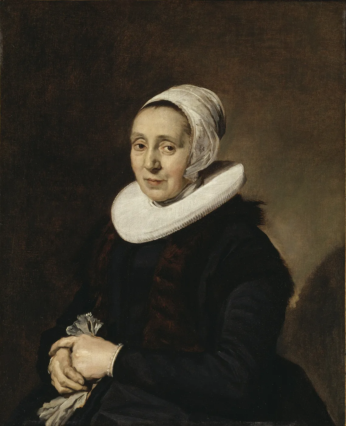 Portrait of Maria Bastiaens van Hout (1643) by Frans Hals — original painting reproduced as a hand-painted oil on canvas