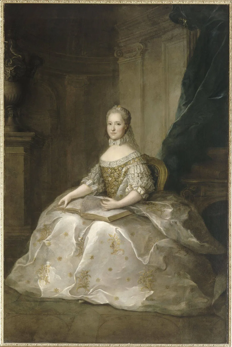 Portrait of Maria Josepha of Saxony (1731–1767), Dauphine of France (1764) by Anne Baptiste Nivelon — original painting reproduced as a hand-painted oil on canvas
