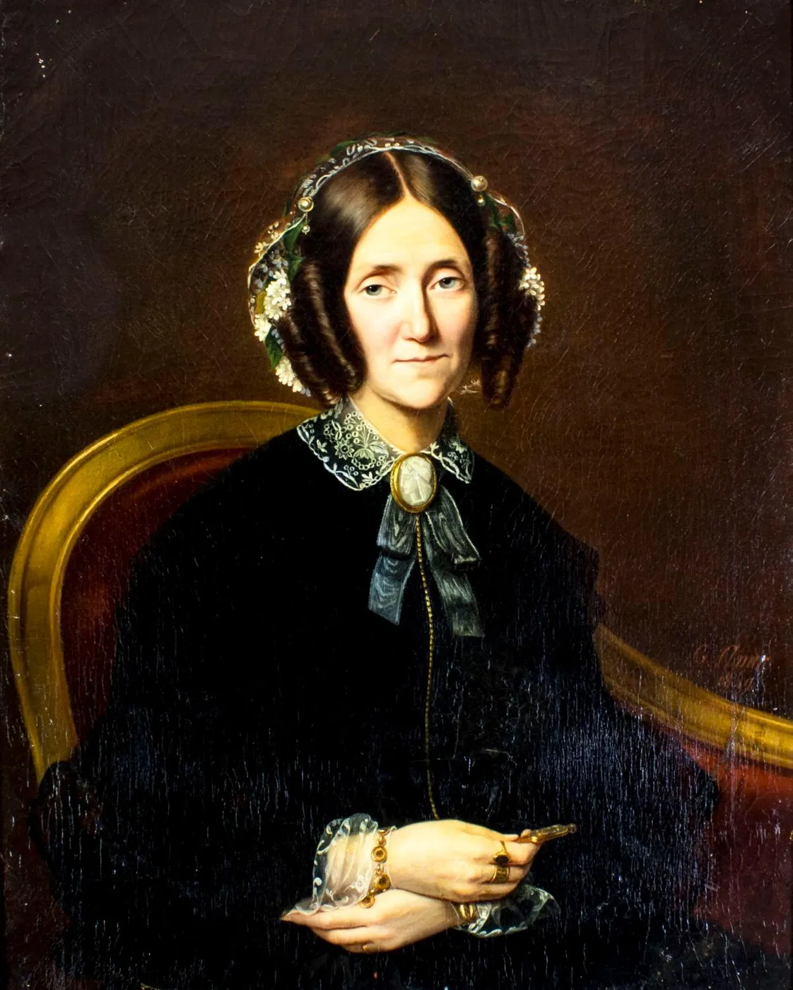 Portrait of Old Woman (1849) by Clarisse Amic — original painting reproduced as a hand-painted oil on canvas