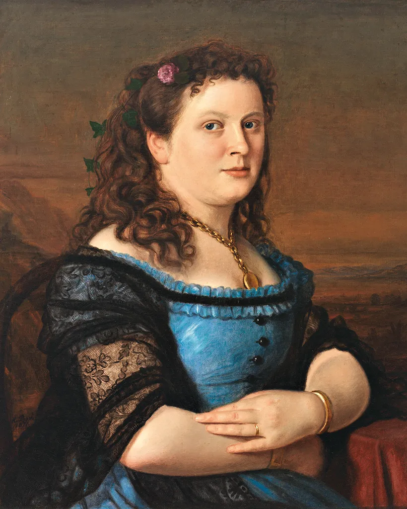 Portrait of Pepina Schmid (1871) by Anton Boch — original painting reproduced as a hand-painted oil on canvas