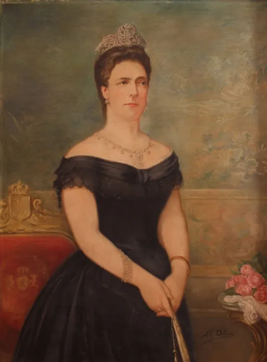 Portrait of Queen Marie Henriette (1908) by Albert Dillens — original painting reproduced as a hand-painted oil on canvas