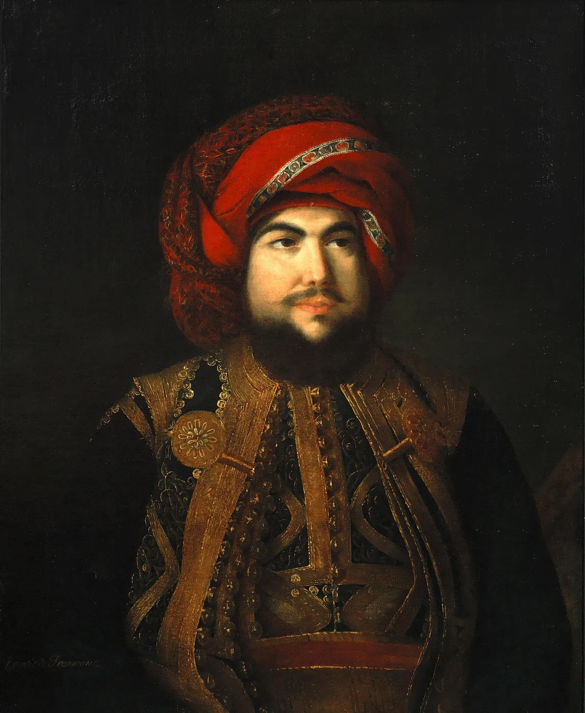 Portrait of Sidi Mohamed Machsen, Governor of Tripoli (1831) by Coraly de Fourmond — original painting reproduced as a hand-painted oil on canvas