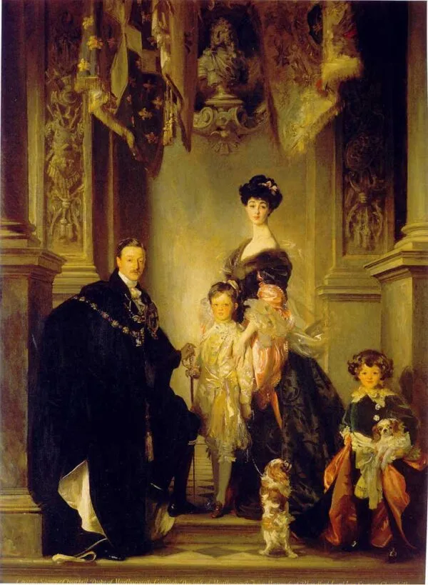 Portrait of the 9th Duke of Marlborough with his family (1905) by John Singer Sargent — original painting reproduced as a hand-painted oil on canvas