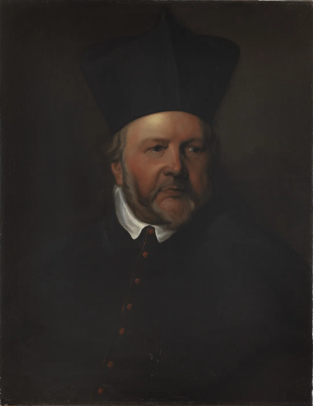Portrait of the Antwerp bishop Joannes Malderus (1650) by Balthasar van Meurs — original painting reproduced as a hand-painted oil on canvas