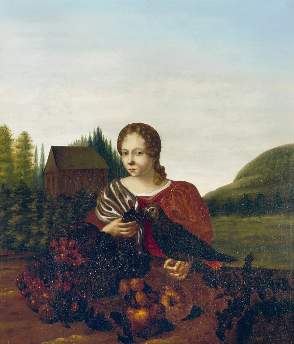 Portrait of the artist in a landscape (1686) by Aleida Greve — original painting reproduced as a hand-painted oil on canvas