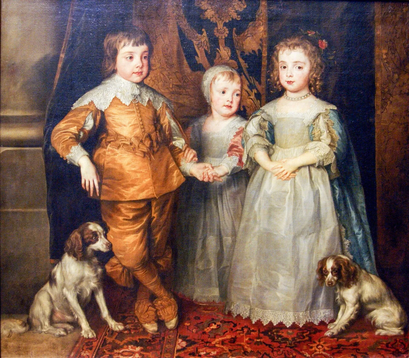Portrait of the Children of Charles I after Anthony van Dyck (1918) by Franz Wenzel Schwarz — original painting reproduced as a hand-painted oil on canvas