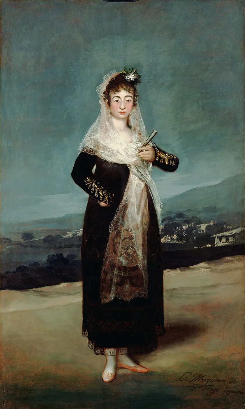 Portrait of the Marquesa de Santiago (1804) by Francisco Goya — original painting reproduced as a hand-painted oil on canvas