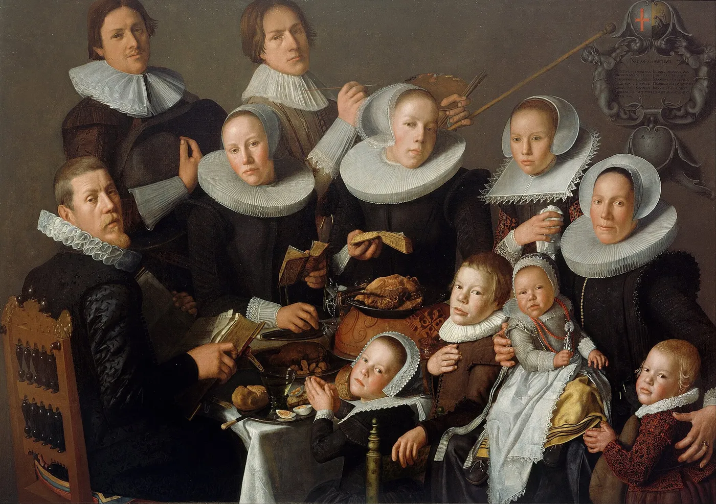 Portrait of the painter Andries van Bochoven and his family (1629) by Andries van Bochoven — original painting reproduced as a hand-painted oil on canvas