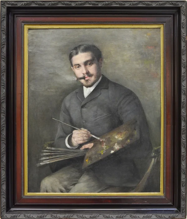 Portrait of the Painter Simonidy (1890) by Constantin Pascali — original painting reproduced as a hand-painted oil on canvas