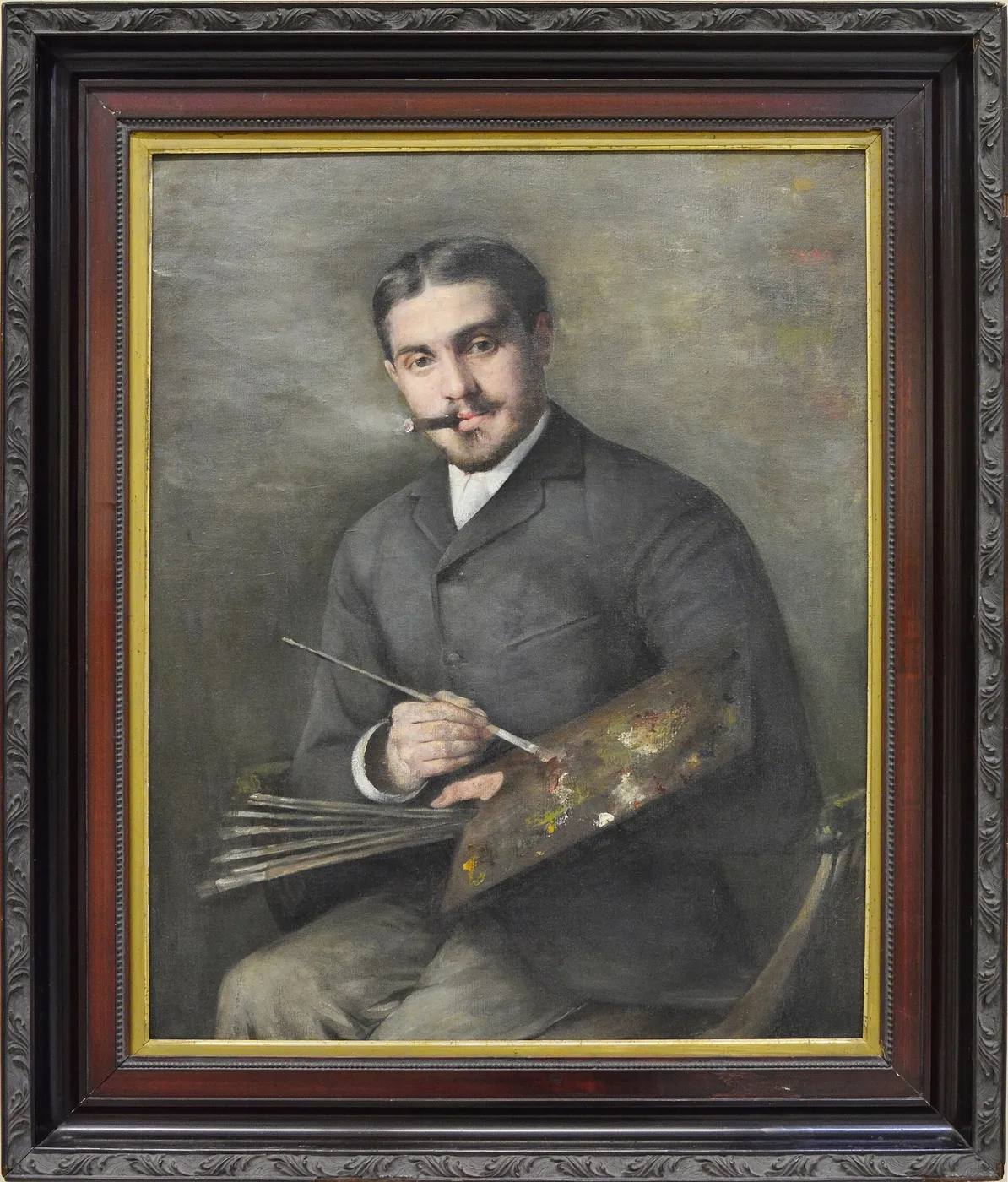 Portrait of the Painter Simonidy (1890) by Constantin Pascali — original painting reproduced as a hand-painted oil on canvas