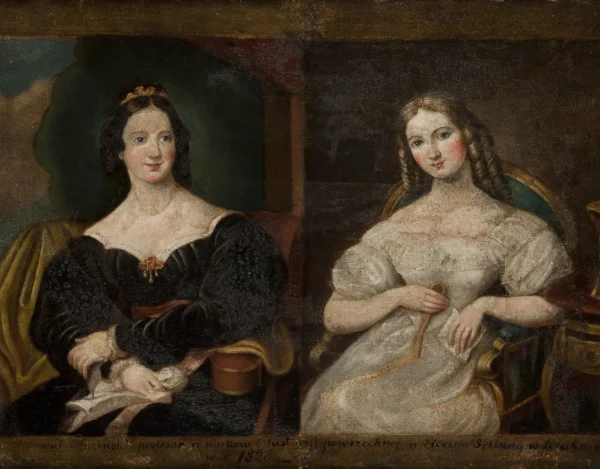 Portrait of Two Women (1828) by Antoni Giziński — original painting reproduced as a hand-painted oil on canvas