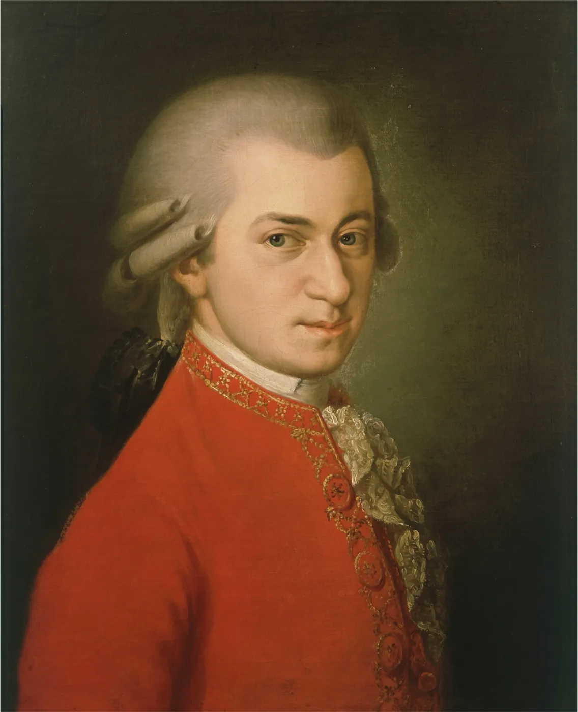 Portrait of Wolfgang Amadeus Mozart (1819) by Barbara Krafft — original painting reproduced as a hand-painted oil on canvas