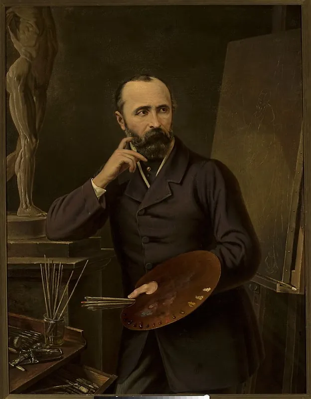 Posthumous portrait of Joseph Simmler (1871) by Franciszek Mielnicki — original painting reproduced as a hand-painted oil on canvas