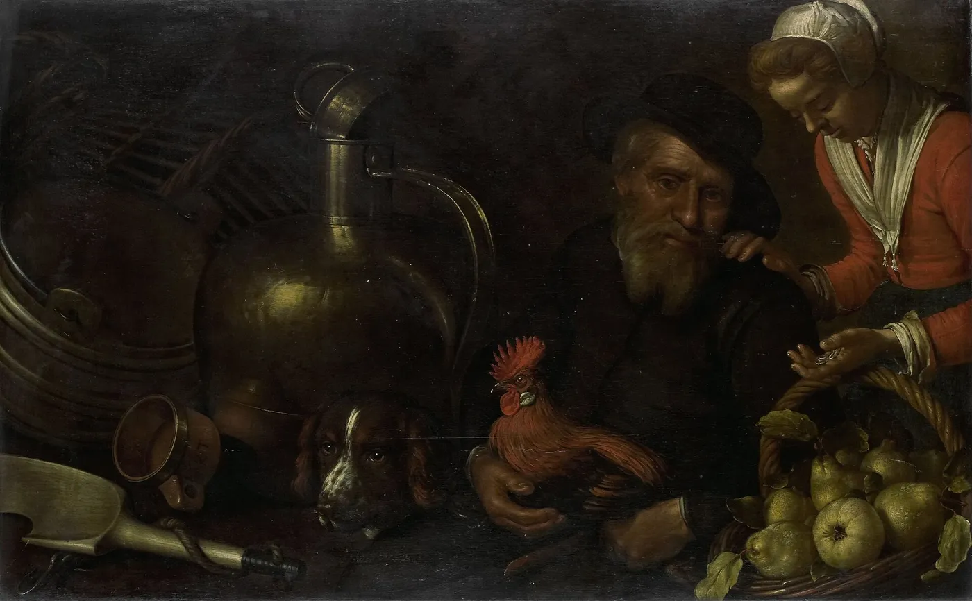 Poultry Merchant (1631) by Cornelis Jacobsz Delff — original painting reproduced as a hand-painted oil on canvas