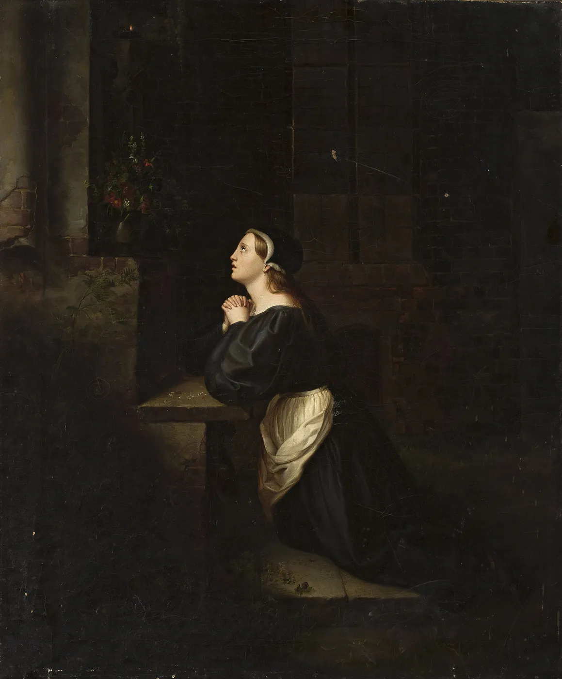 Prayer (1834) by Eduard Ratti — original painting reproduced as a hand-painted oil on canvas
