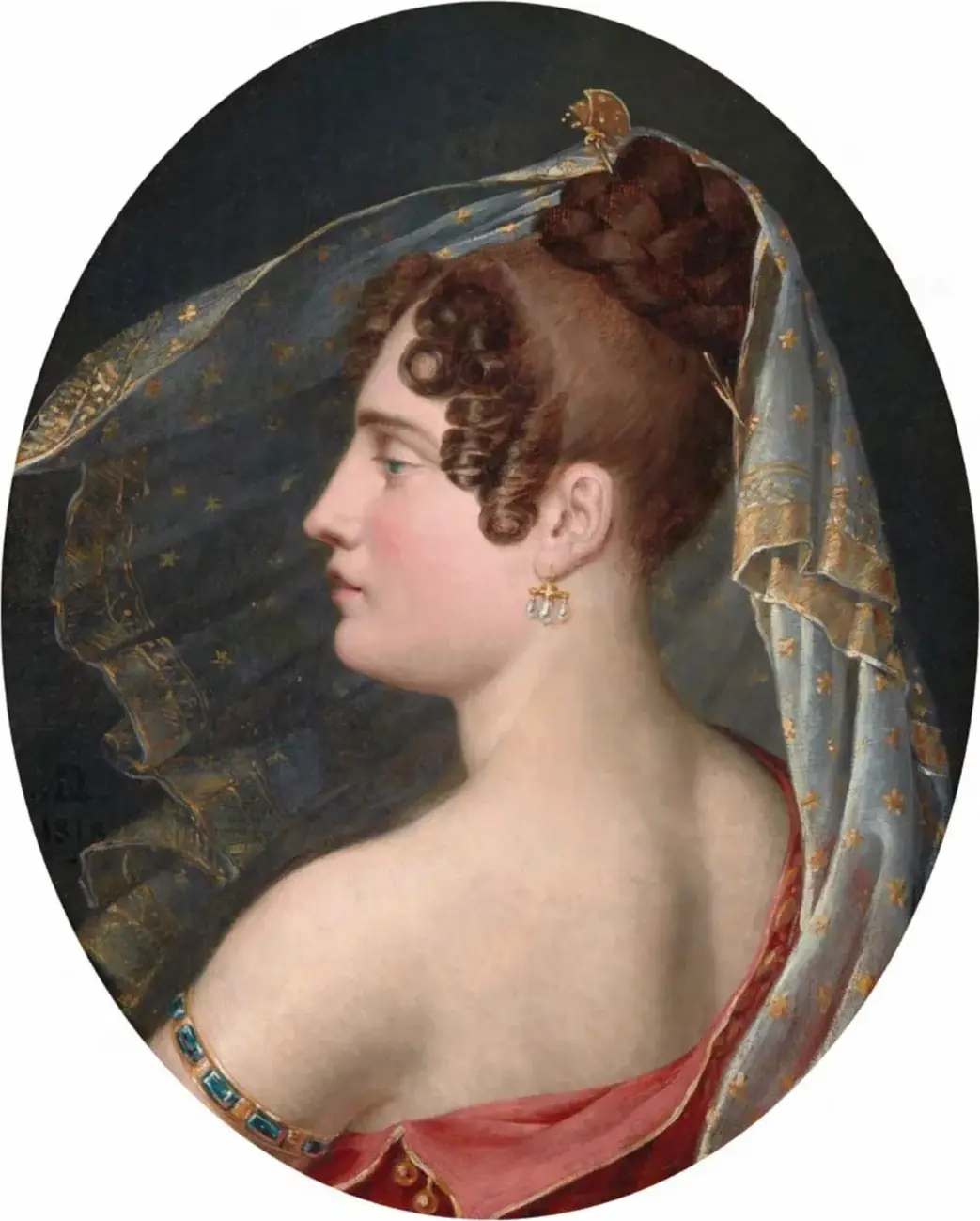 Presumed portrait of Mlle George as Allegory of the Night (1818) by Alexandrine Delaval — original painting reproduced as a hand-painted oil on canvas