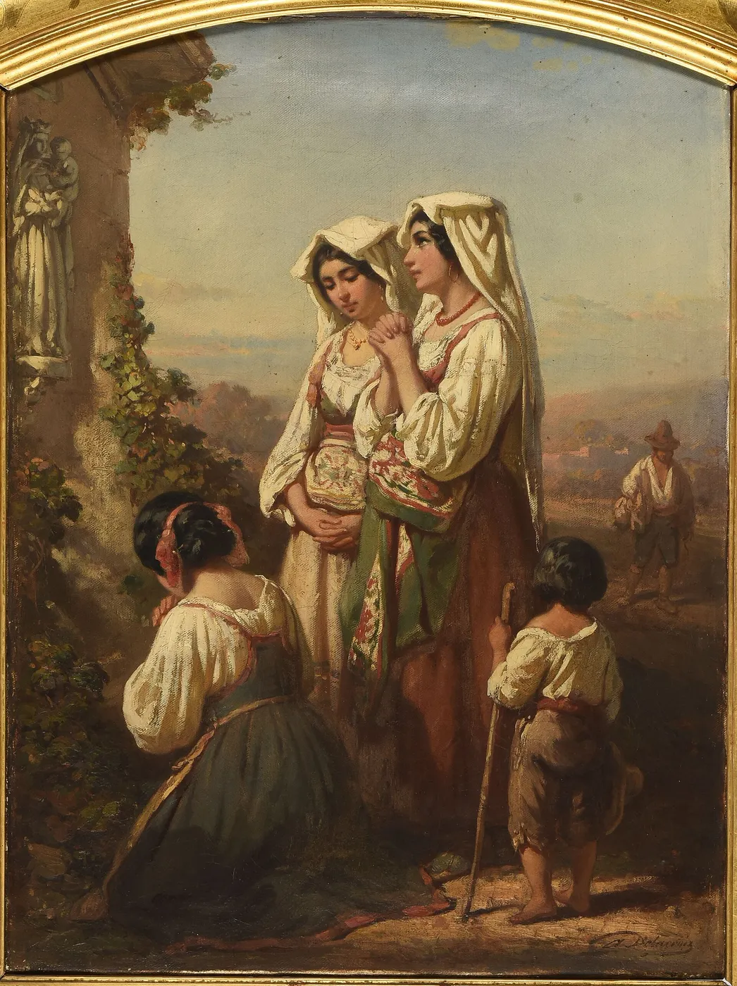 Prière à la Madone (1900) by Auguste Delacroix — original painting reproduced as a hand-painted oil on canvas