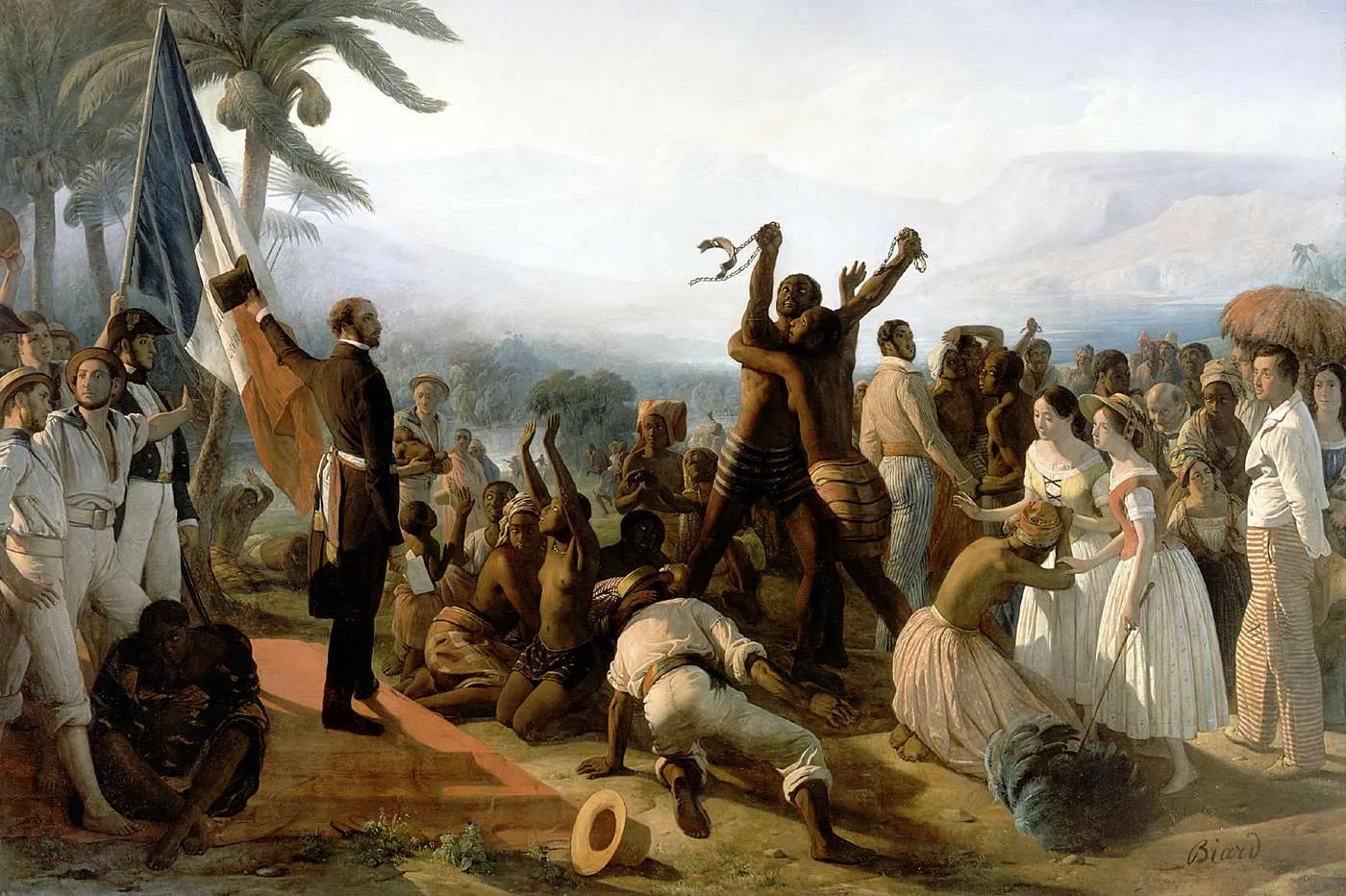 Proclamation of the Abolition of Slavery in the French Colonies, 27 April 1848 (1848) by François-Auguste Biard — original painting reproduced as a hand-painted oil on canvas