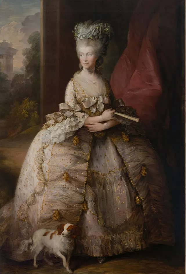 Queen Charlotte (1744–1818) (after Thomas Gainsborough) by Christopher William Hunneman — original painting reproduced as a hand-painted oil on canvas