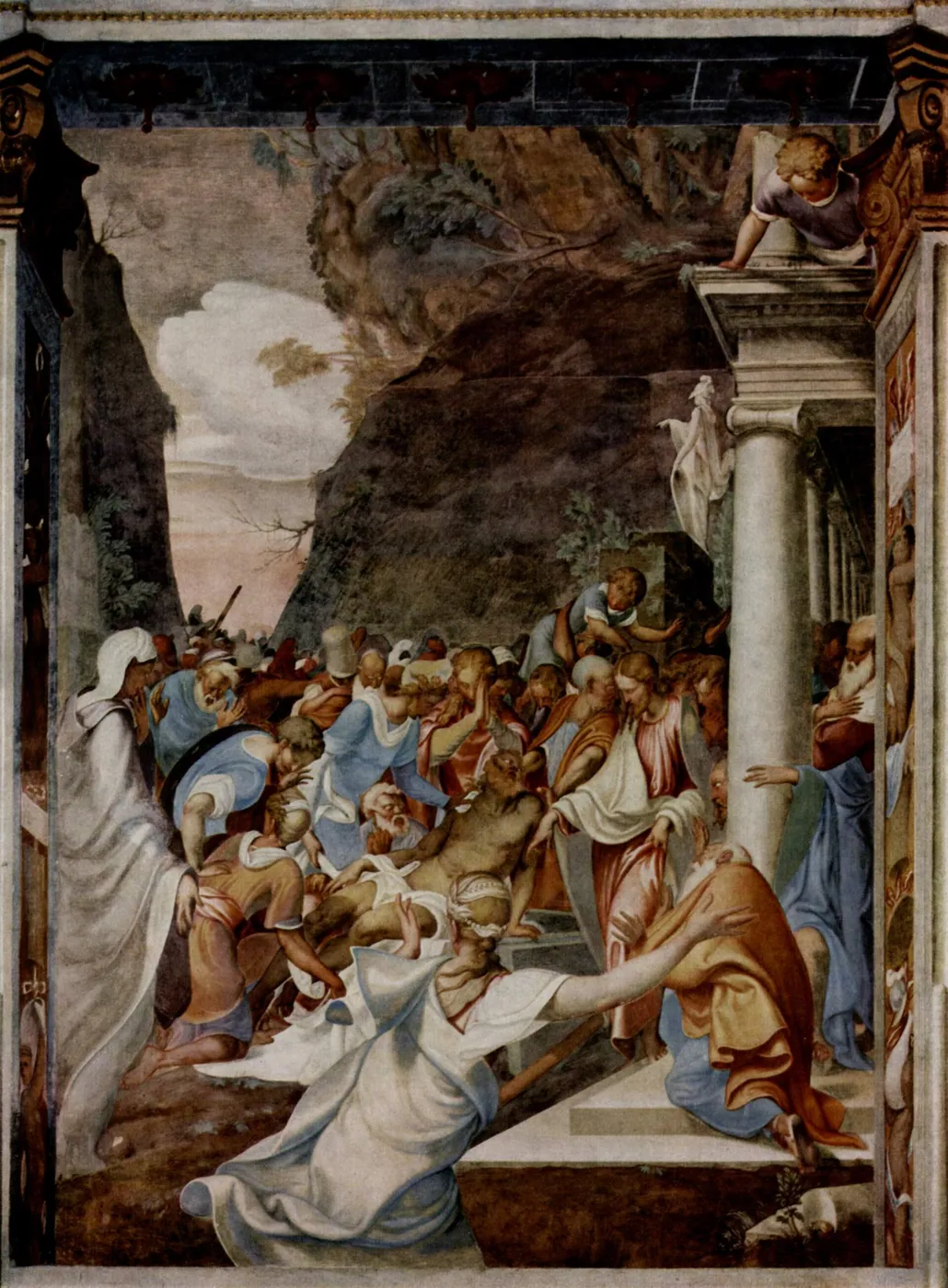 Raising of Lazarus (1540) by Camillo Boccaccino — original painting reproduced as a hand-painted oil on canvas