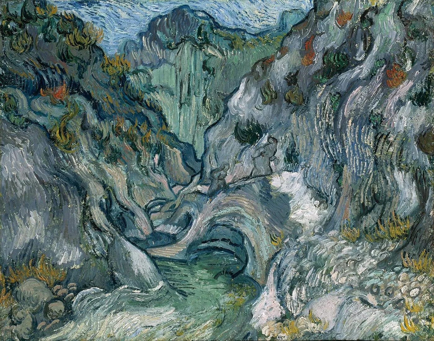 Ravine (1889) by Vincent van Gogh — original painting reproduced as a hand-painted oil on canvas
