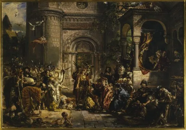 Reception of the Jews, from the series “History of Civilization in Poland” (1889) by Jan Matejko — original painting reproduced as a hand-painted oil on canvas