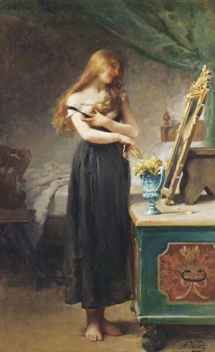 Reflections by Adolphe Weisz — original painting reproduced as a hand-painted oil on canvas