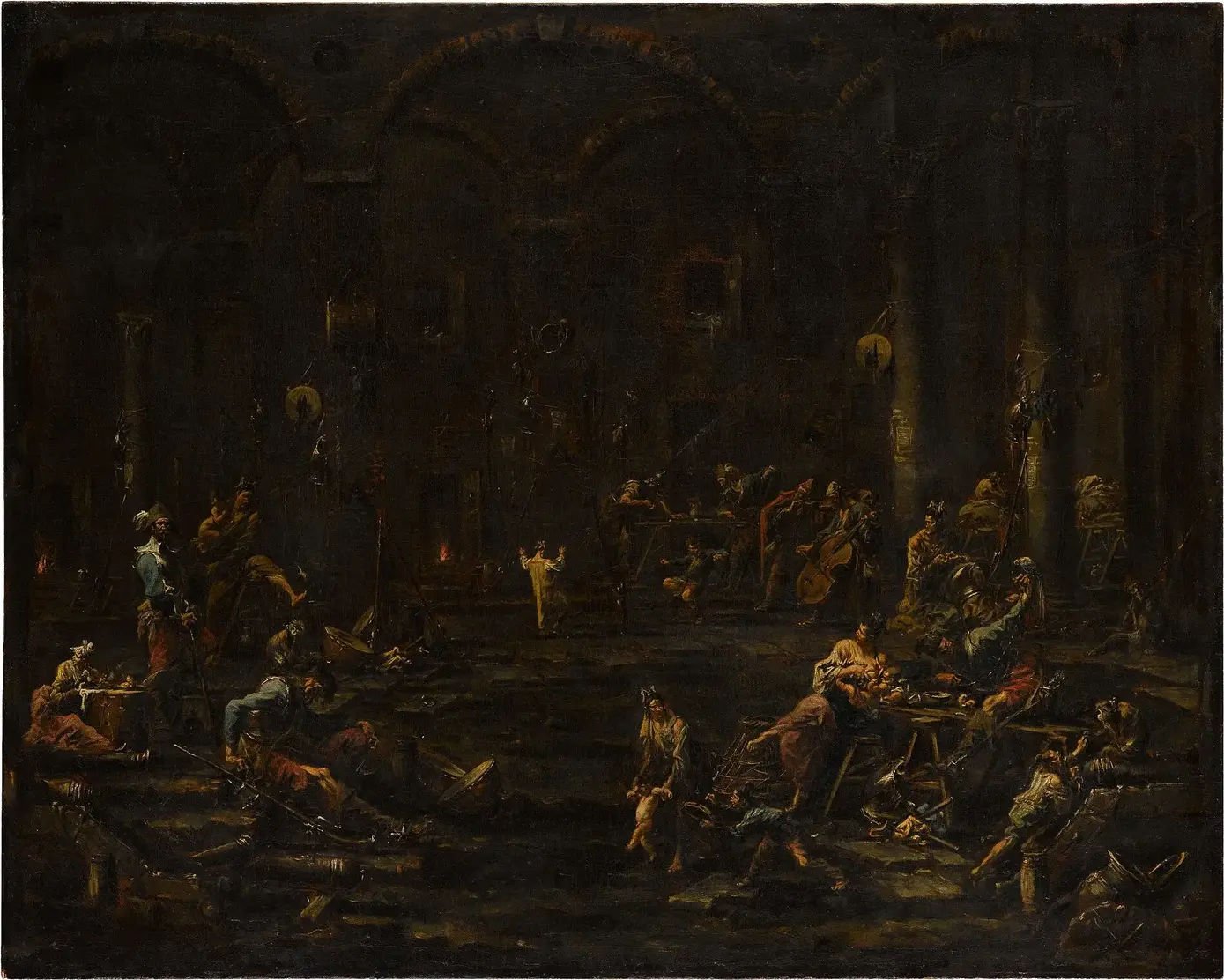 Rest of the Comedians by Alessandro Magnasco — original painting reproduced as a hand-painted oil on canvas