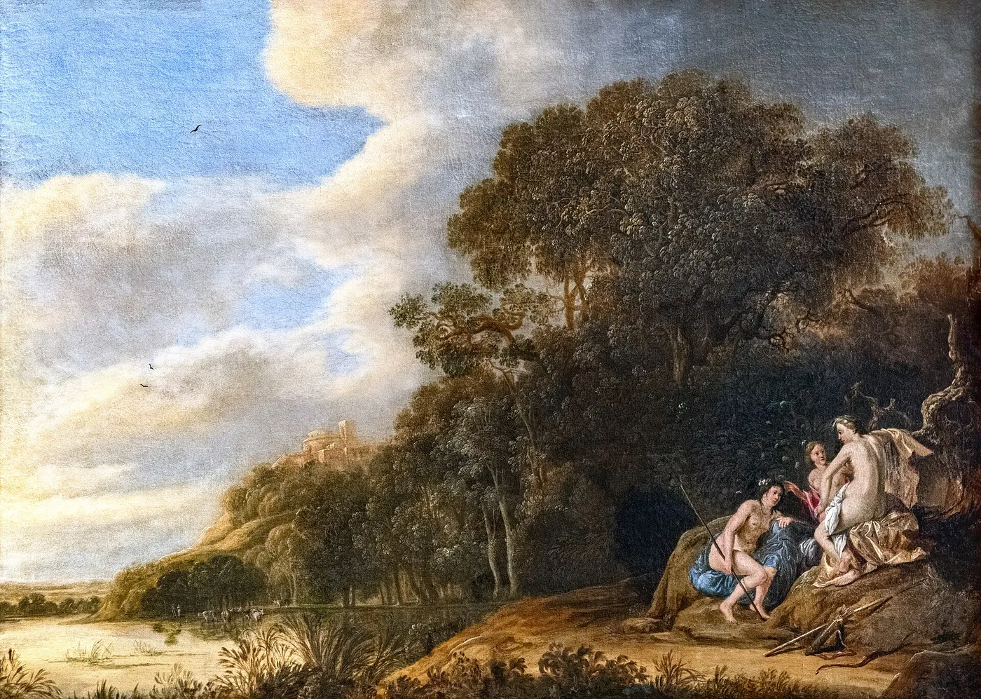 Rest of the nymphs (1638) by Alexander Keirincx — original painting reproduced as a hand-painted oil on canvas