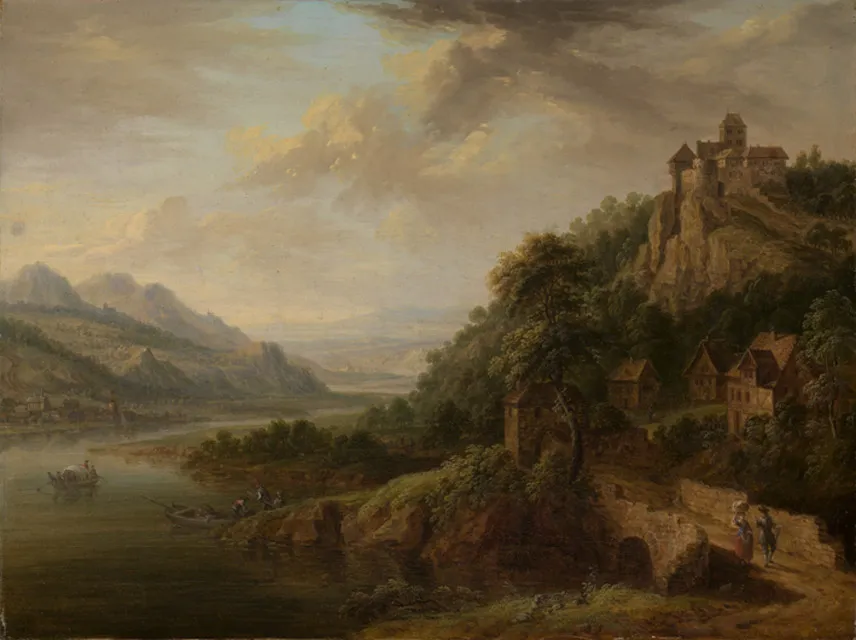 Rhine landscape with a castle — Christian Georg Schütz